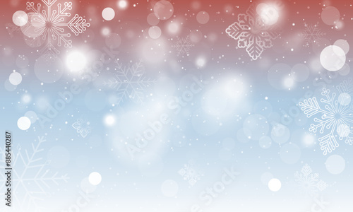 Elegant Winter Background with Snowflakes and Bokeh Lights for Holiday Season.