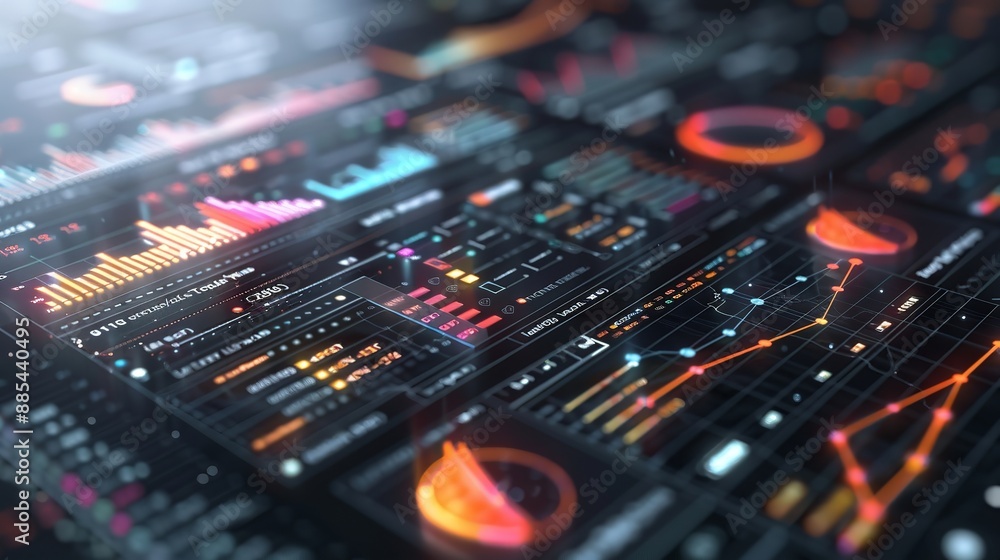 Obraz premium Futuristic Interface Displays Real Time Sentiment Analysis of Social Media Chatter on Market Trends