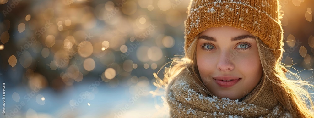 Beautiful Young Woman with Blonde Hair Wearing Winter Hat, Smiling in Sunlight with Snowflakes Falling, Christmas and New Year Concept, High Resolution, Professional Lighting, Copy Space
Beautiful Young Woman with Blonde Hair Wearing Winter Hat, Smiling in Sunlight with Snowflakes Falling, Christmas and New Year Concept, High Resolution, Professional Lighting, Copy Space