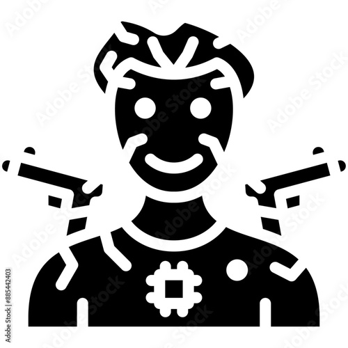 Robot Combat vector icon illustration of Robotics iconset.