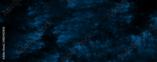 Blue background texture navy blue blurred background with neon light particle effect. Blue color dust particles explosion dramatic smoke in the room. Vivid textured aquarelle painted lightning night. 