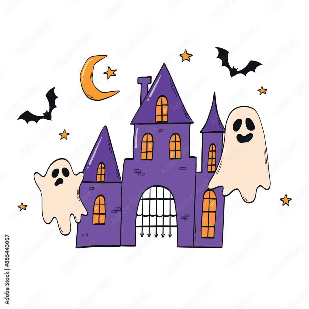 Halloween scene with doodles, decorative elements for posters, prints, cards, signs, stickers, invitations, banners, templates, etc. EPS 10 Halloween scene with doodles, decorative elements for posters, prints, cards, signs, stickers, invitations, banners, templates, etc. EPS 10