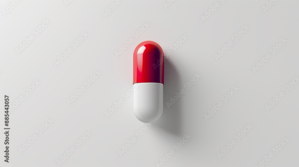 Bold Red and White Pill Minimalist Health Concept on Bright Background