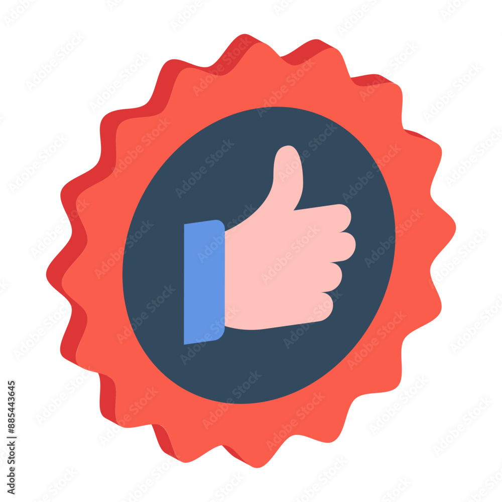 Red seal of approval or award starburst with like signage isometric concept vector icon design, token of recognition symbol, Expression of gratitude sign, distinctive insignia stock illustration Red seal of approval or award starburst with like signage isometric concept vector icon design, token of recognition symbol, Expression of gratitude sign, distinctive insignia stock illustration