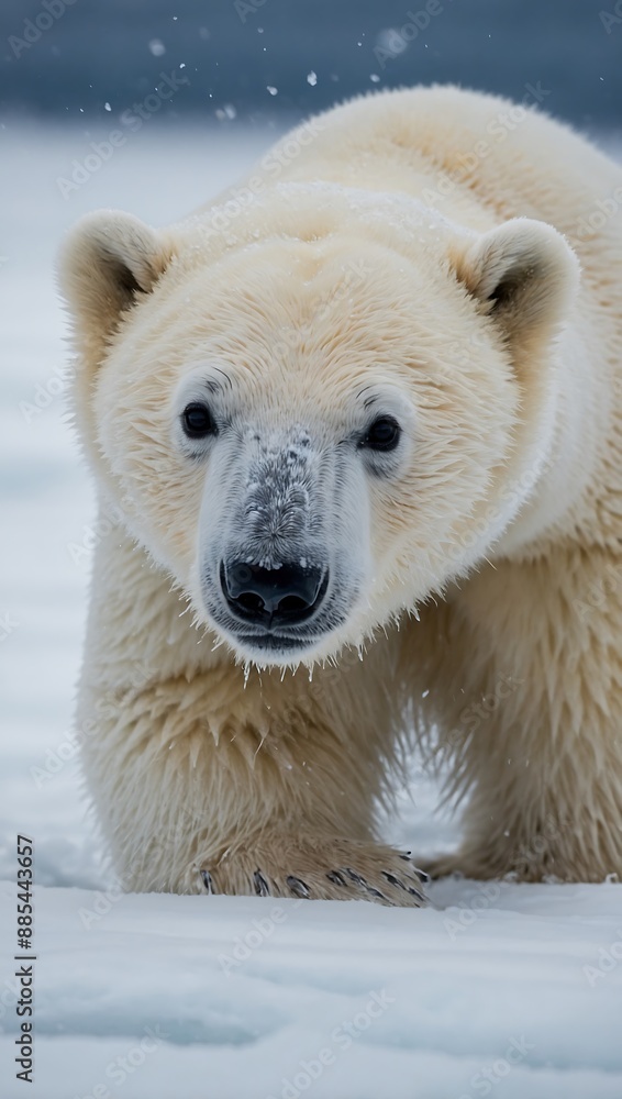 Polar bear cub playing in Arctic sno Polar bear cub playing in Arctic sno