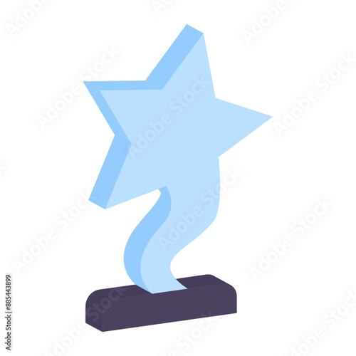 Diamond Star Swirl Dancing Shape Awards isometric concept, best choreographer prize vector icon design, token of recognition symbol, Expression of gratitude sign, distinctive insignia illustration