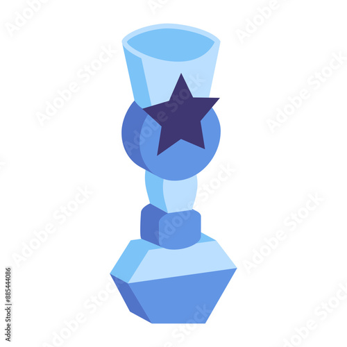 Rising Talent Crystal Trophy Cup isometric concept, social Media star vector icon design, token of recognition symbol, Expression of gratitude sign, distinctive insignia stock illustration