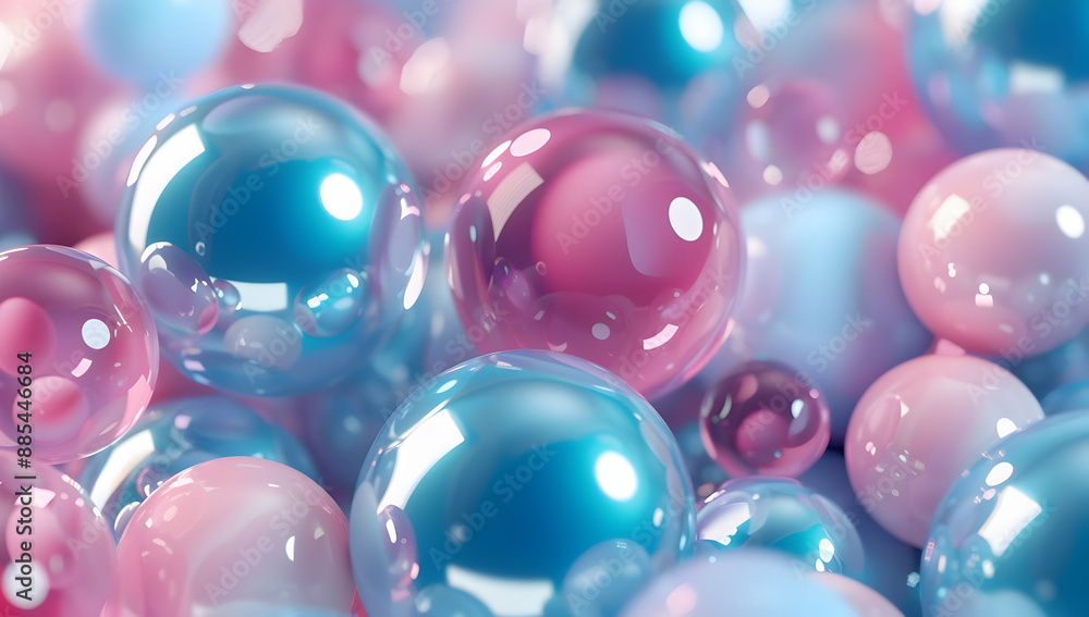 Close-up image of colorful, reflective spheres in pink, blue, and purple shades, creating a vibrant, abstract pattern. Close-up image of colorful, reflective spheres in pink, blue, and purple shades, creating a vibrant, abstract pattern.