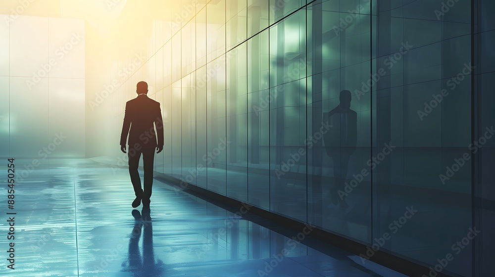 Businessman walking alone Businessman walking alone