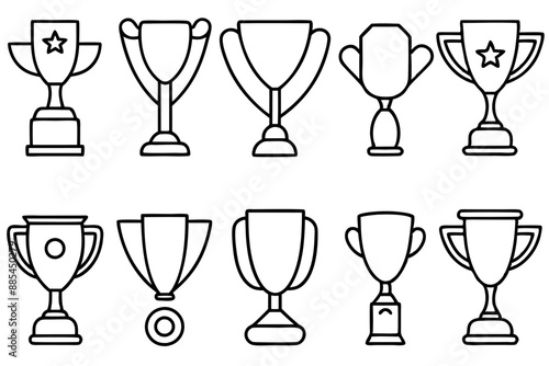 Trophy Line Art Design Illustration Golden Trophy Artwork