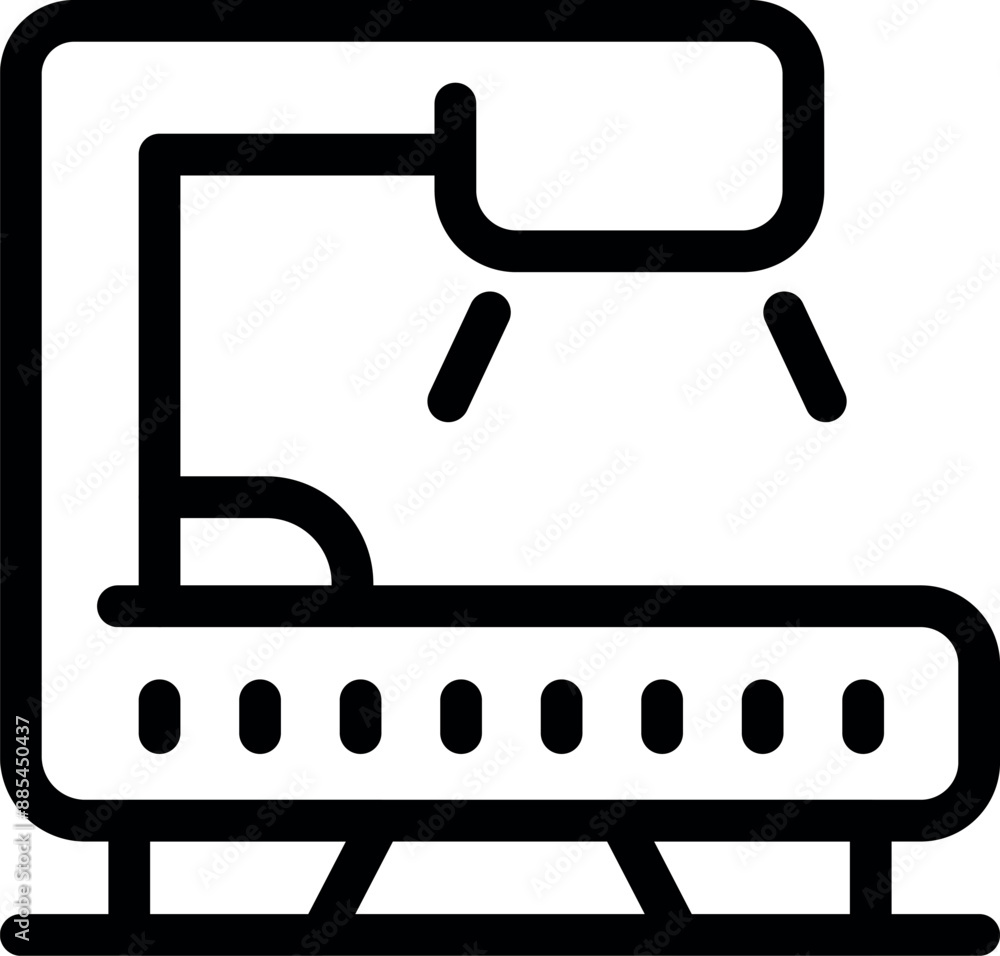 Outline icon representing a solarium tanning bed, emitting uv light, commonly found in tanning salons Outline icon representing a solarium tanning bed, emitting uv light, commonly found in tanning salons