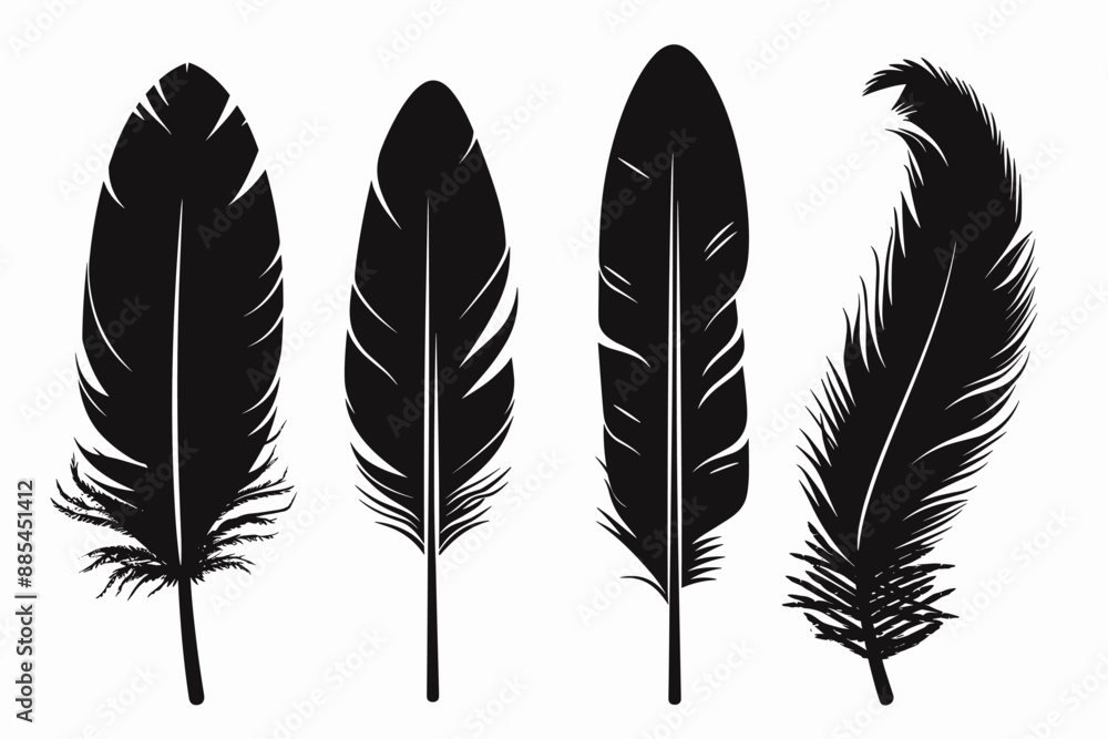 Abstract Vector Set of Bird Feather Silhouette Icons Pack Design Template Abstract Vector Set of Bird Feather Silhouette Icons Pack Design Template