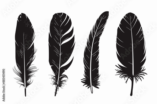 Abstract Vector Set of Bird Feather Silhouette Icons Pack Design Template