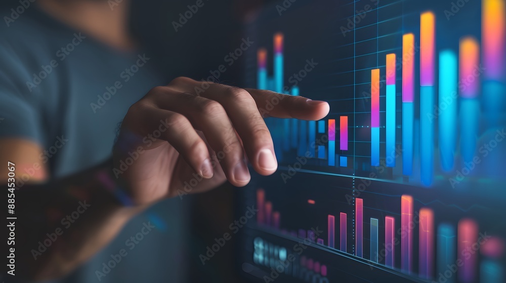 A businessman illustrates a growth graph and business progress while analyzing financial and investment data, engaging in business planning and strategy, Business growth explanation. A businessman illustrates a growth graph and business progress while analyzing financial and investment data, engaging in business planning and strategy, Business growth explanation.