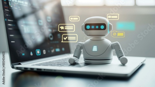 Wallpaper Mural AI Chatbot Assisting with Customer Support and Live Chat on Laptop Torontodigital.ca