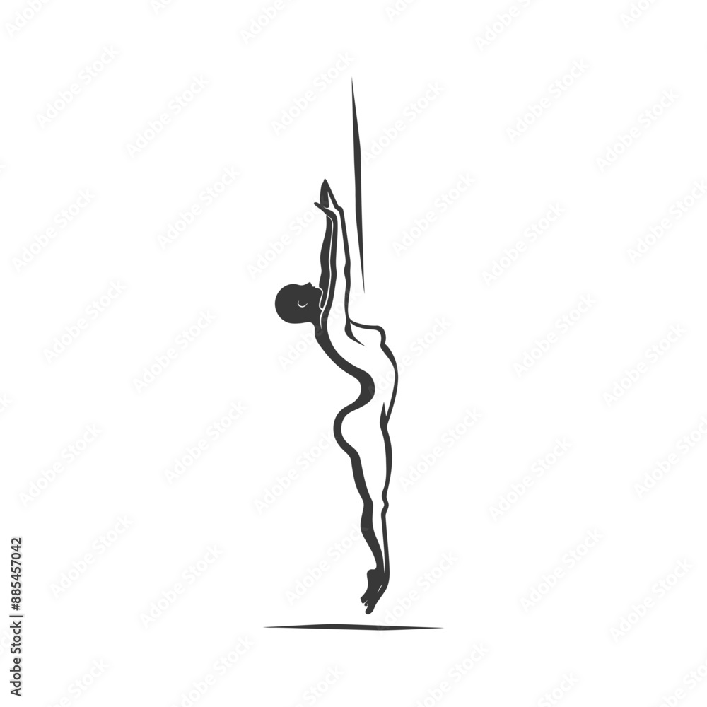 Fototapeta premium acrobatic minimalist line art icon logo symbol black color only