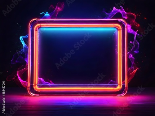 Twotone neon picture frame with dynamic motion graphic