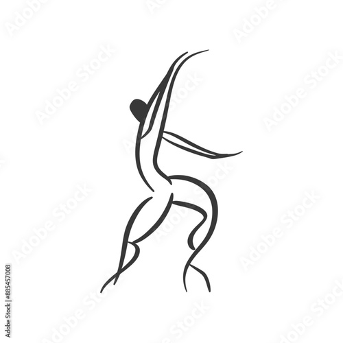 acrobatic minimalist line art icon logo symbol black color only