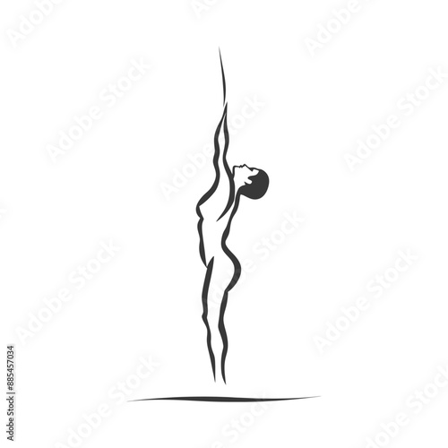 acrobatic minimalist line art icon logo symbol black color only