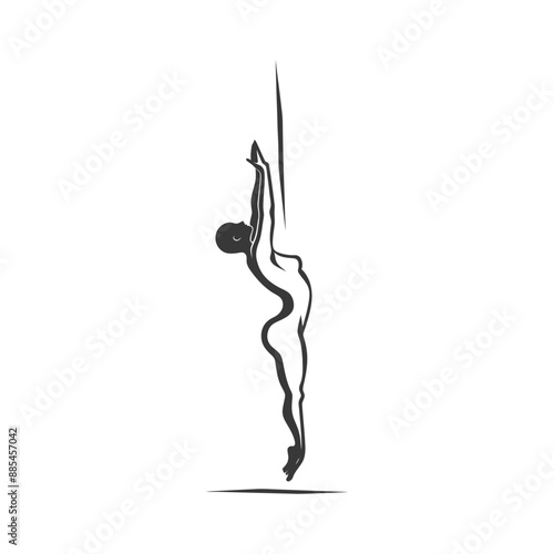 acrobatic minimalist line art icon logo symbol black color only