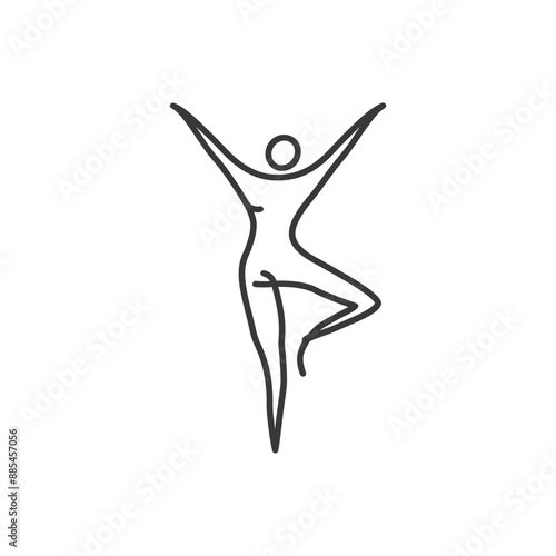 acrobatic minimalist line art icon logo symbol black color only