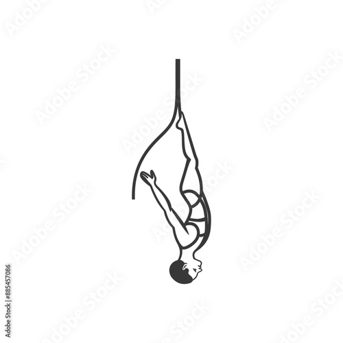 acrobatic minimalist line art icon logo symbol black color only