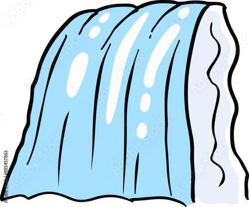 Cartoon Waterfall Illustration Signifying Flow and Tranquility