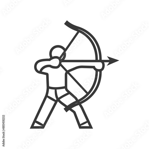 archer minimalist line art icon logo symbol black color only