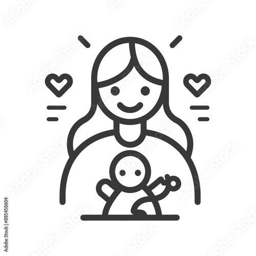 babysitter minimalist line art icon logo symbol black color only