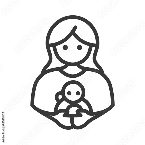 babysitter minimalist line art icon logo symbol black color only