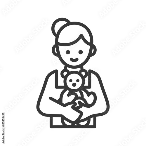 babysitter minimalist line art icon logo symbol black color only