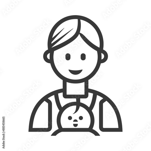 babysitter minimalist line art icon logo symbol black color only