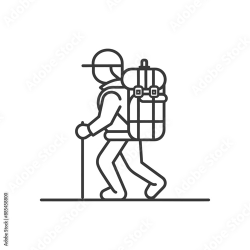 backpacker minimalist line art icon logo symbol black color only