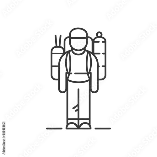 backpacker minimalist line art icon logo symbol black color only
