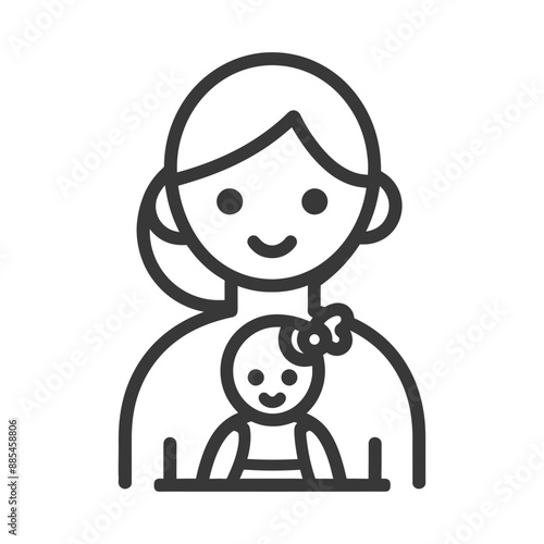 babysitter minimalist line art icon logo symbol black color only