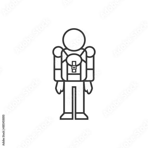 backpacker minimalist line art icon logo symbol black color only