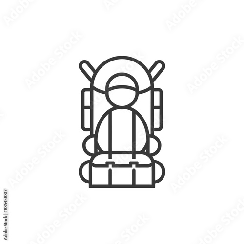 backpacker minimalist line art icon logo symbol black color only
