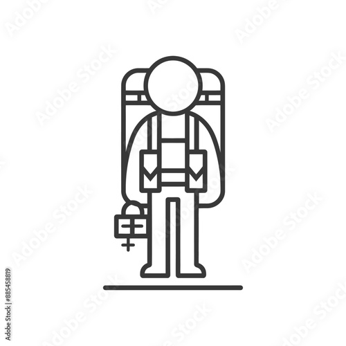 backpacker minimalist line art icon logo symbol black color only