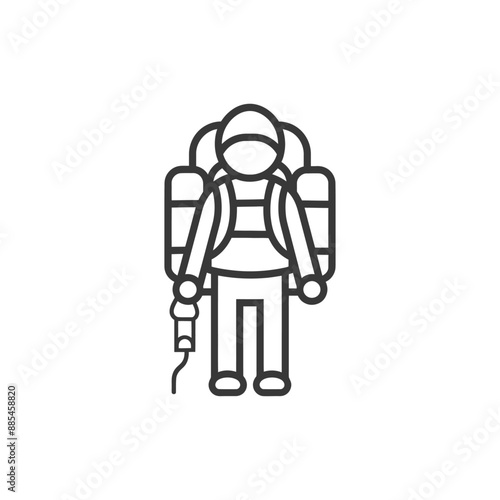 backpacker minimalist line art icon logo symbol black color only