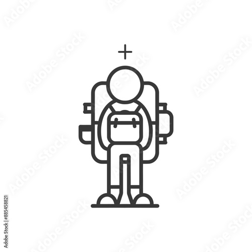 backpacker minimalist line art icon logo symbol black color only