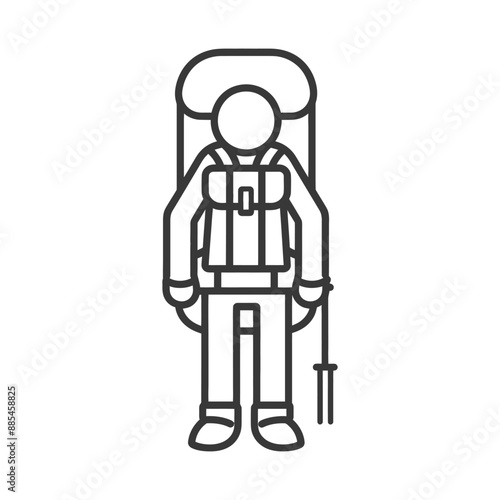 backpacker minimalist line art icon logo symbol black color only