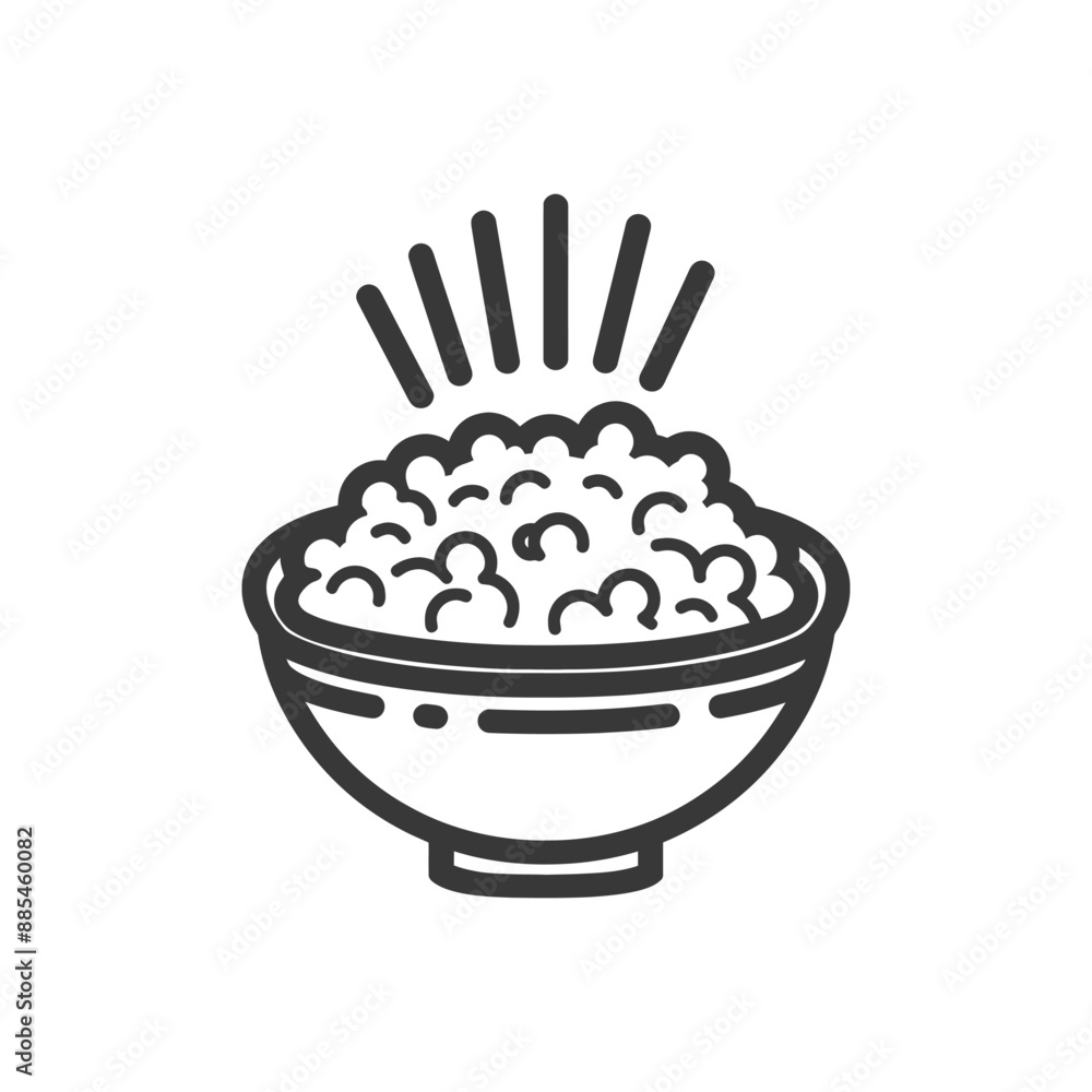 bowl of rice minimalist line art icon logo symbol black color only bowl of rice minimalist line art icon logo symbol black color only