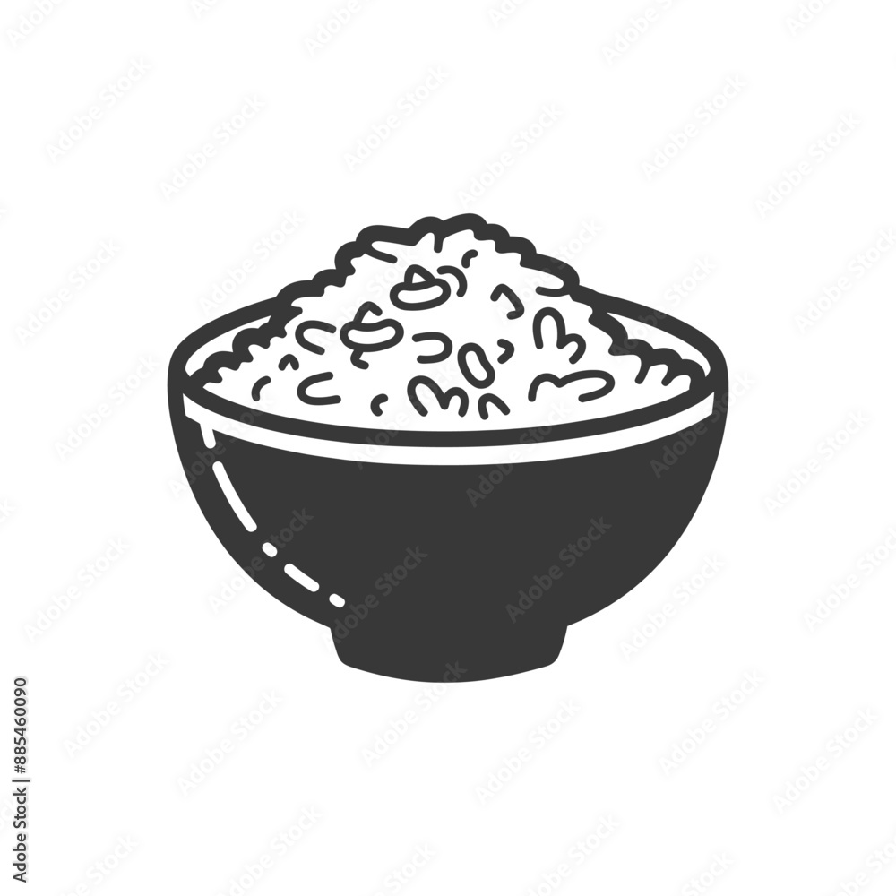 bowl of rice minimalist line art icon logo symbol black color only bowl of rice minimalist line art icon logo symbol black color only
