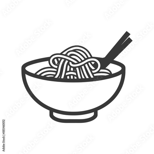 bowl of noodle minimalist line art icon logo symbol black color only