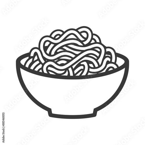 bowl of noodle minimalist line art icon logo symbol black color only