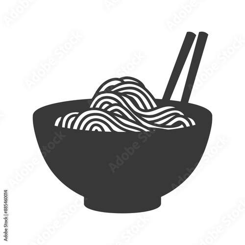 bowl of noodle minimalist line art icon logo symbol black color only