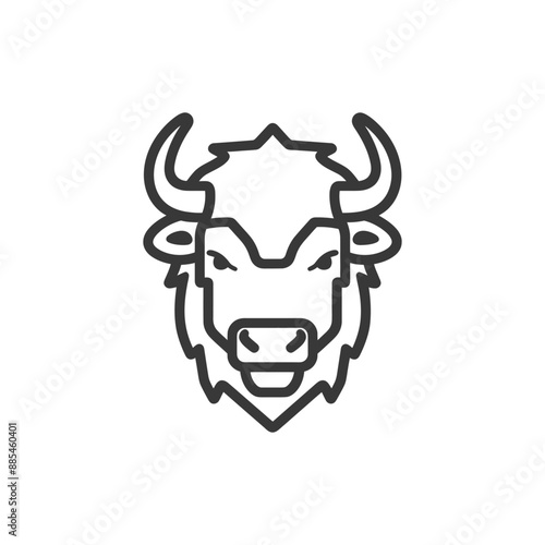 buffalo minimalist line art icon logo symbol black color only
