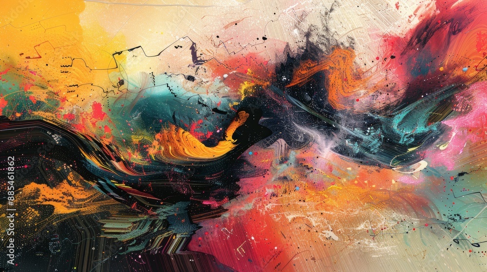 AI-generated abstract artwork displayed in a digital gallery, showcasing creativity and innovation AI-generated abstract artwork displayed in a digital gallery, showcasing creativity and innovation