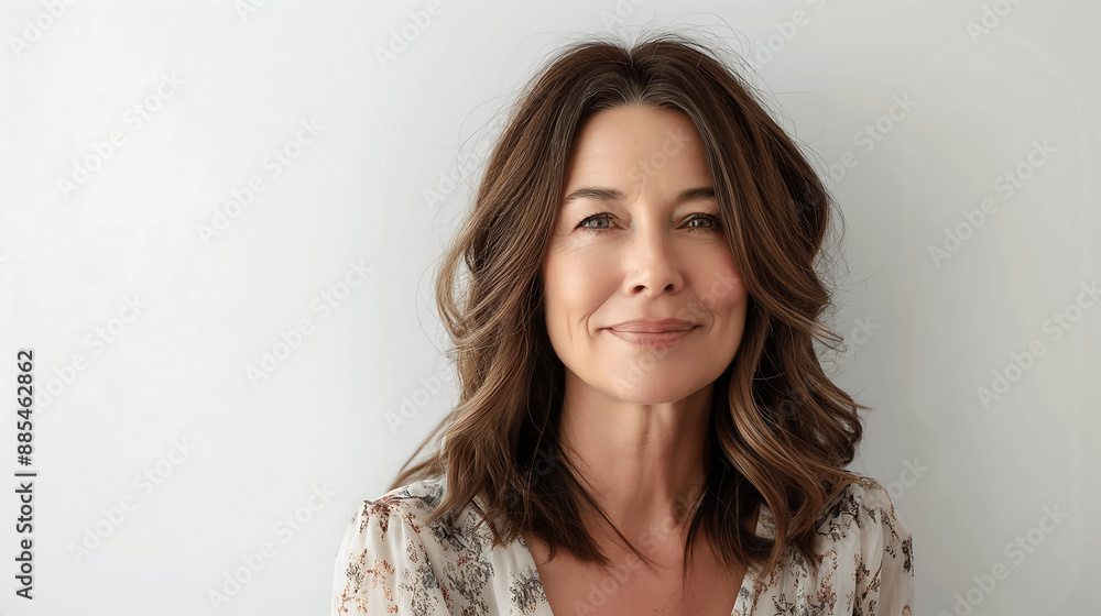 Natural Beauty Portrait of Mature Woman with Soft Wavy Hair Natural Beauty Portrait of Mature Woman with Soft Wavy Hair
