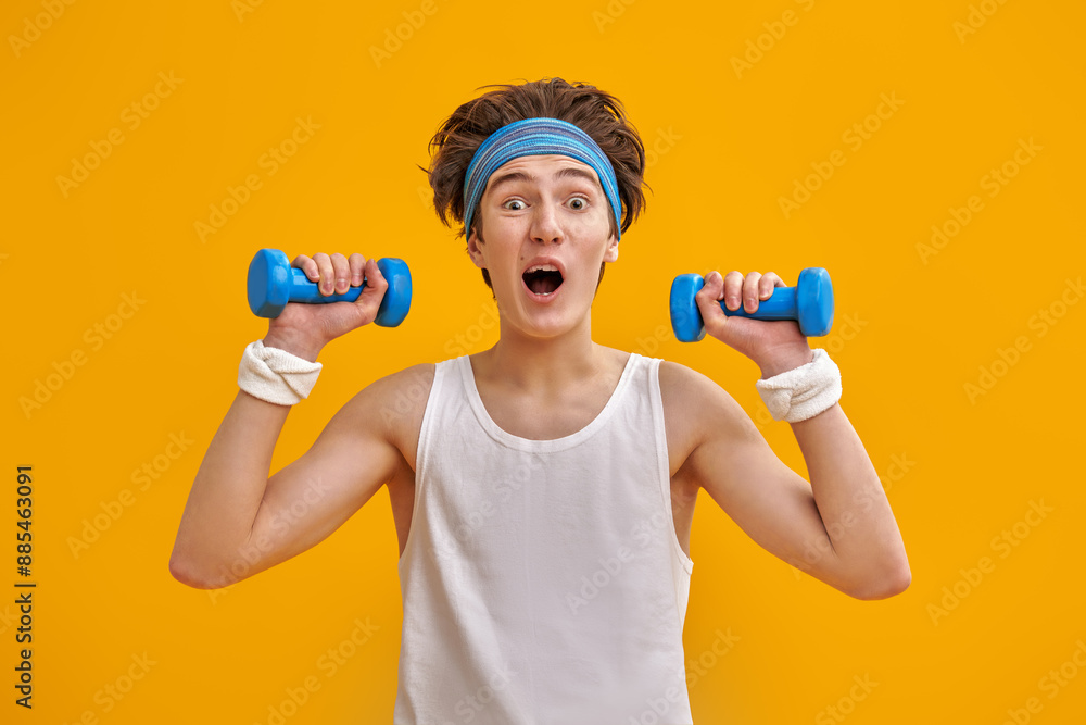 exercising with dumbbells